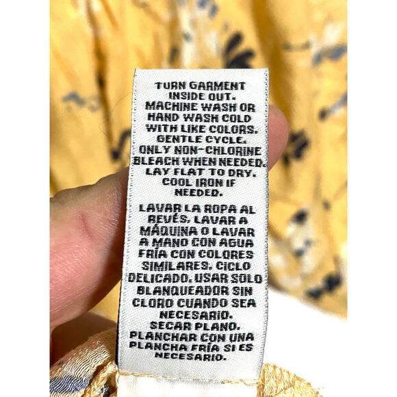 Zac & Rachel Yellow Blouse Top L Prairie Cottagecore Floral Peasant Boho Flowy - Picture 10 of 10